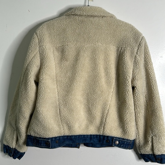 Levi's off white ex boyfriend Sherpa peiced trucker jacket jacket size small - Picture 11 of 14